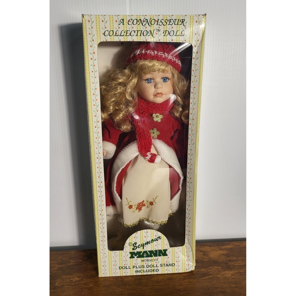 Mann Connoisseur Collection Doll Red Winter Outfit Porcelain Arms /Legs MCMXCVI - Picture 2 of 10